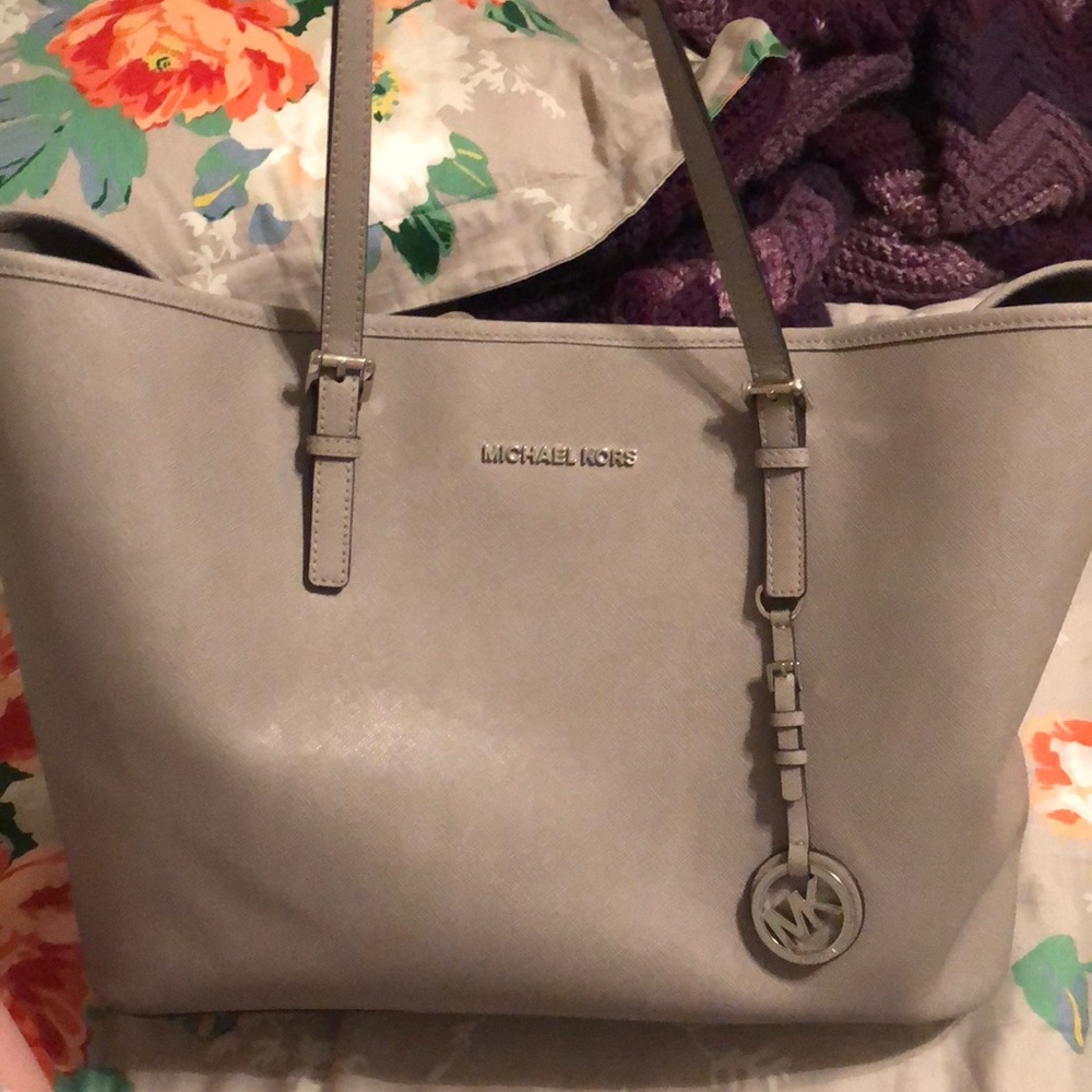 Gray Leather Michael Kors Bag